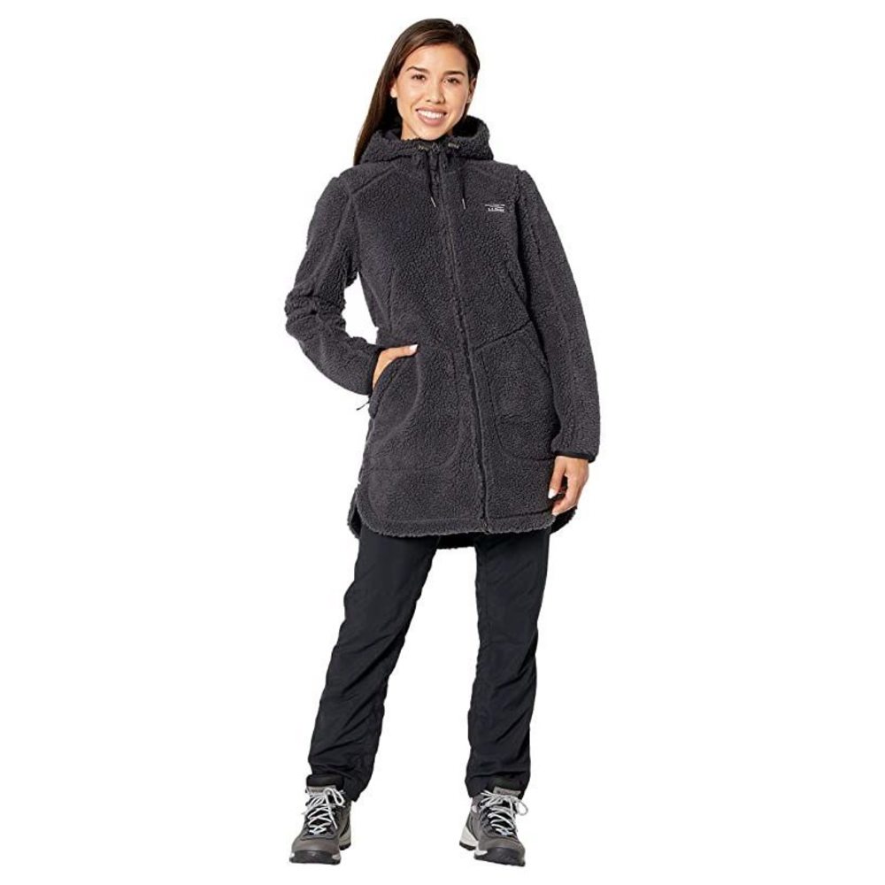 L.L. Bean Women's Charcoal Gray Hooded Fleece Coat